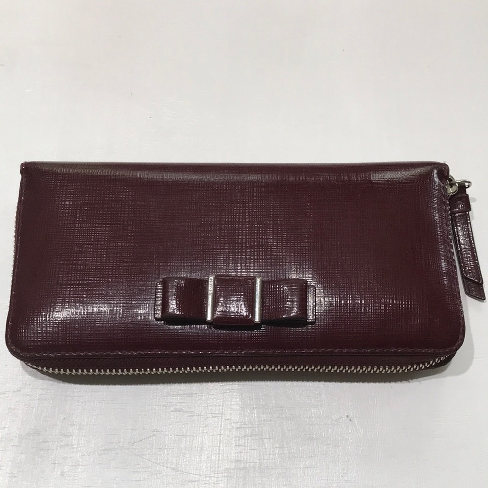 COACH “Darcy Bow” Maroon Patent Leather Wallet